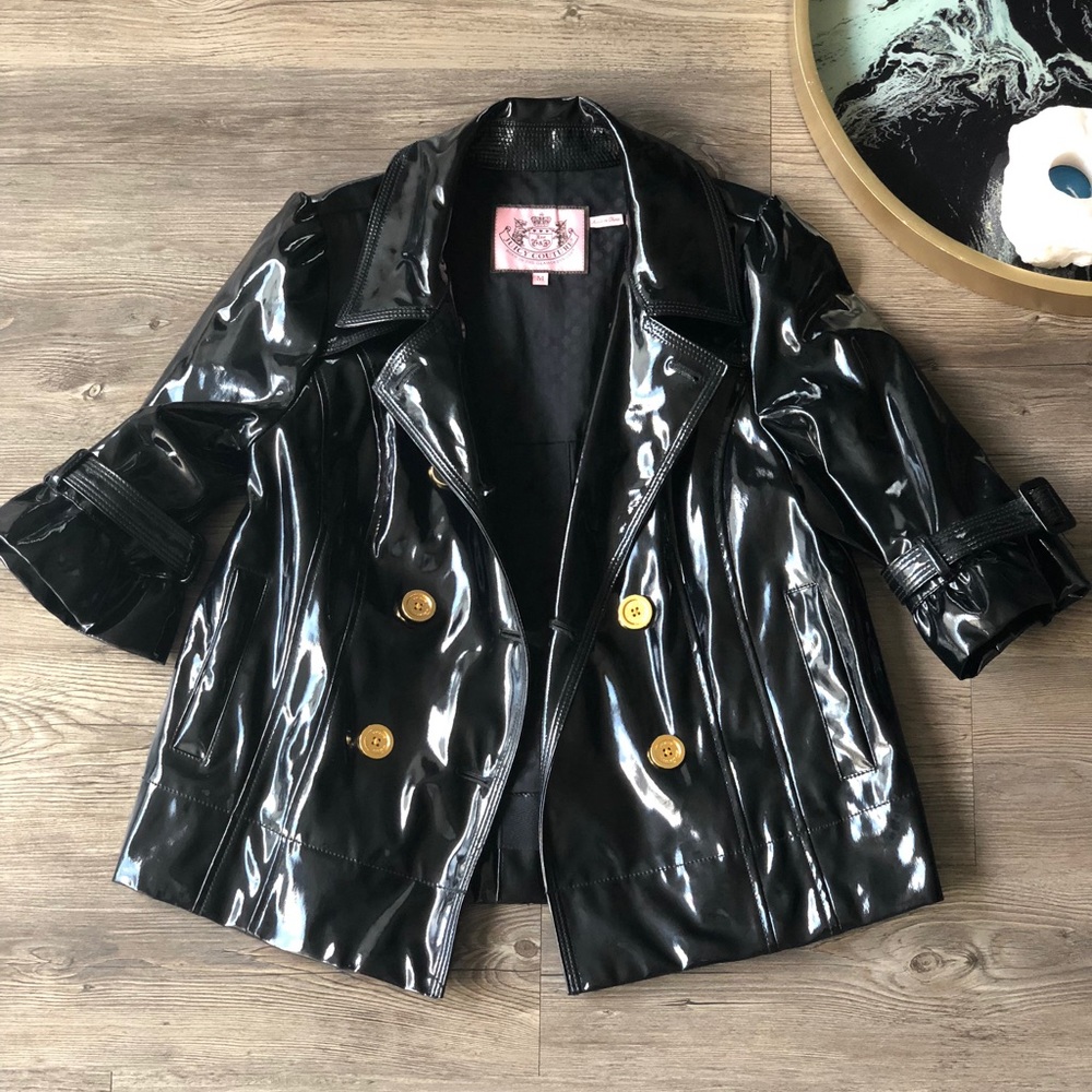 Juicy Couture Patent Ruffle Raincoat